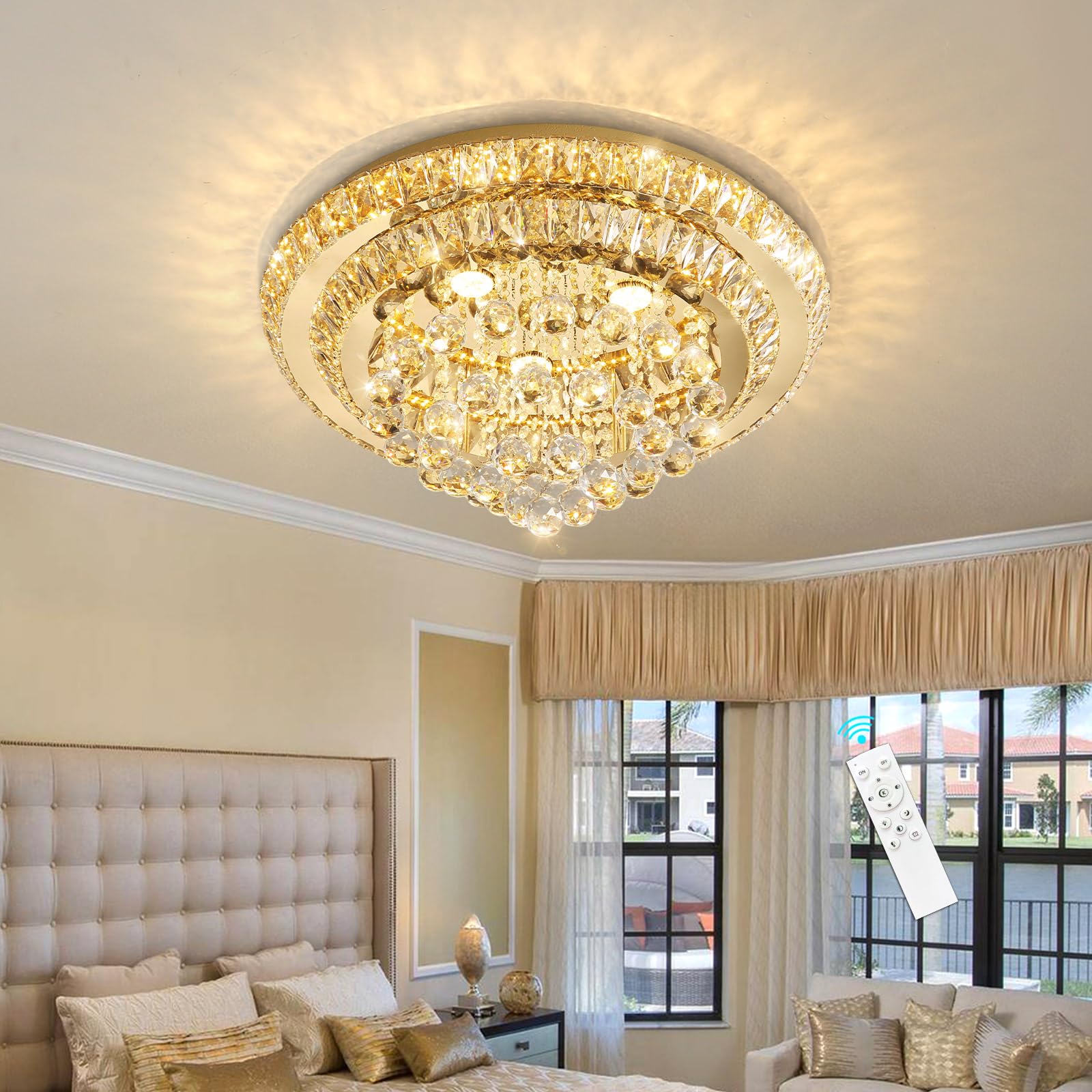 HAIXIANG Modern Glam Crystal Chandelier Dining Room Bedroom